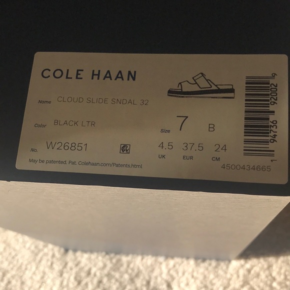 NIB Cole Haan Cloudfeel Slide Sandal 32 mm (Women) Size 7B Black/Black - Picture 5 of 6